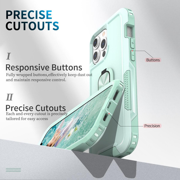 3 in 1 PC + TPU Phone Case with Ring Holder - iPhone 13 Pro(Mint Green)