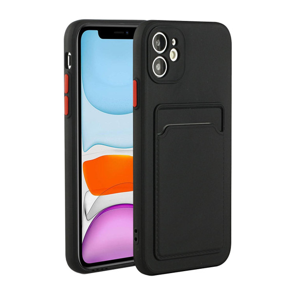 Card Slot Design Shockproof TPU Protective Case - iPhone 11(Black)