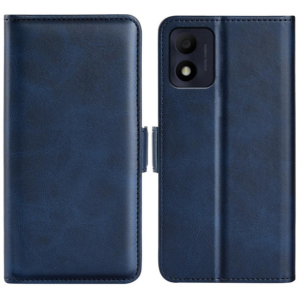 Alcatel 1B 2022 Dual-side Magnetic Buckle Horizontal Flip Leatherette Phone Case(Dark Blue)
