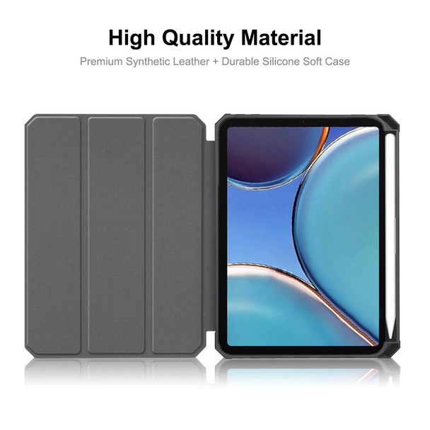 ENKAY Custer Texture Horizontal Flip PU+TPU Leatherette Tablet Case with Three-folding Holder & Sleep / Wake-up Function & Pen Holder for iPad mini 6 2021(Dark Blue)