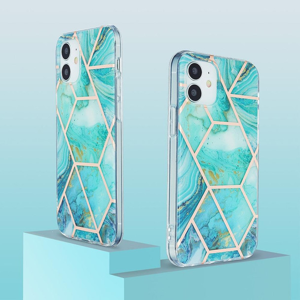 3D Electroplating Marble Pattern TPU Protective Case - iPhone 12 Pro Max(Green)