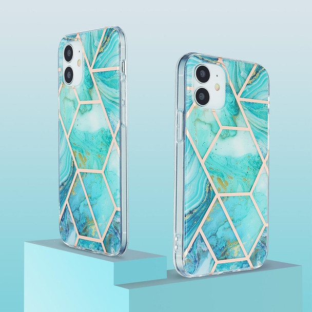 3D Electroplating Marble Pattern TPU Protective Case - iPhone 12 / 12 Pro(Green)