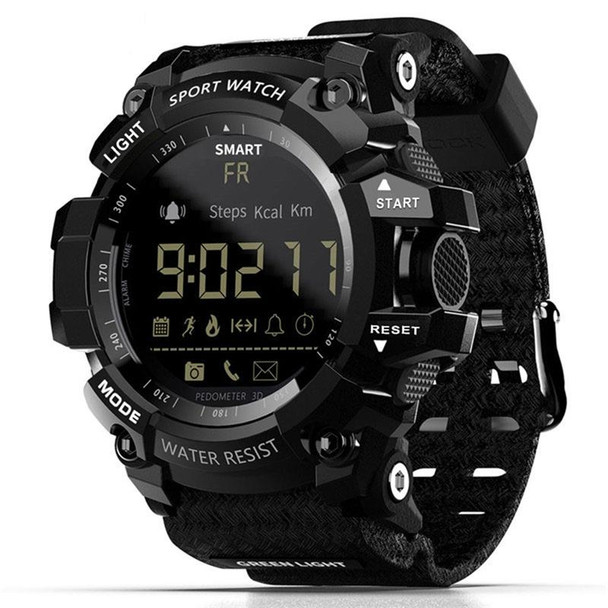 Lokmat MK16 LCD Screen 50m Waterproof Smart Watch, Support Information Reminder / Remote Camera / Walking Motion Monitor(Black)