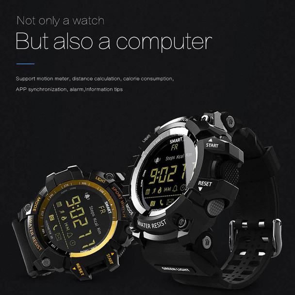 Lokmat MK16 LCD Screen 50m Waterproof Smart Watch, Support Information Reminder / Remote Camera / Walking Motion Monitor(Black)