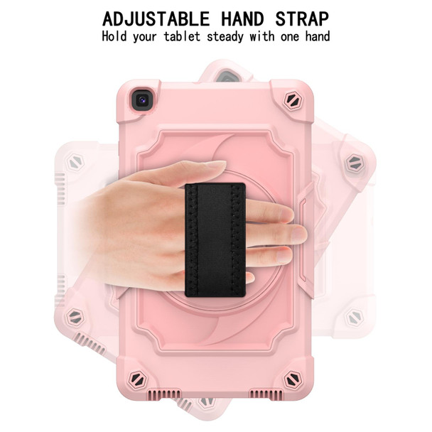 Samsung Tab A 8.0 (2019)/T290 360 Degree Rotation Turntable Contrast Color Robot Shockproof Silicone + PC Protective Case with Holder(Rose Gold)