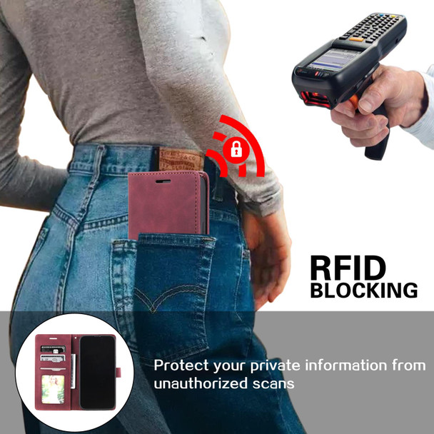 Skin Feel Anti-theft Brush Horizontal Flip Leather Phone Case - iPhone13 Pro(Red)