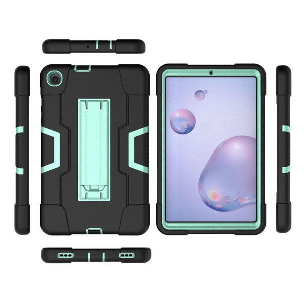 Samsung Galaxy Tab A 8.4 (2020) T307 Contrast Color Robot Shockproof Silicon + PC Protective Case with Holder(Black + Mint Green)