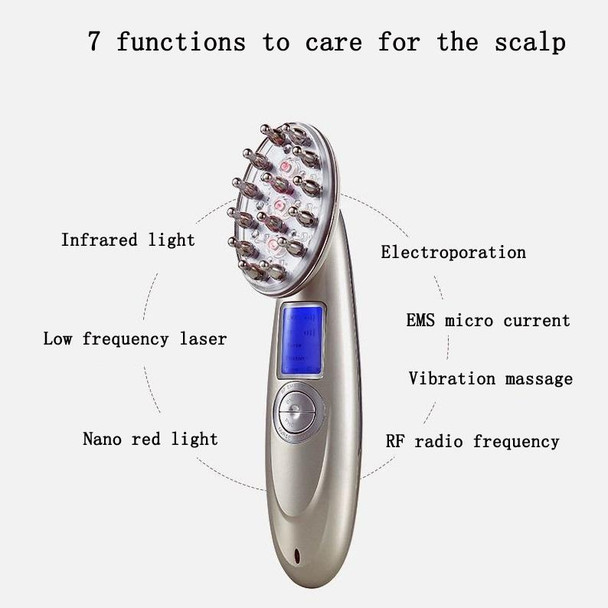 RF Hair Growth Comb Scalp Oil Control & Anti-Hair Loss Massager English Manual(Golden)