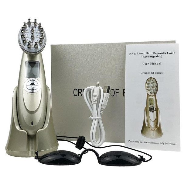 RF Hair Growth Comb Scalp Oil Control & Anti-Hair Loss Massager English Manual(Golden)