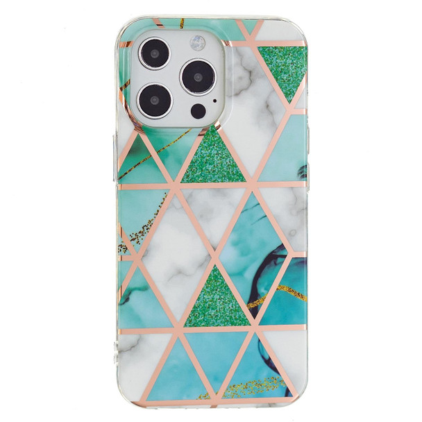 Electroplating TPU Protective Case - iPhone 13 Pro(Green White Rhombus)