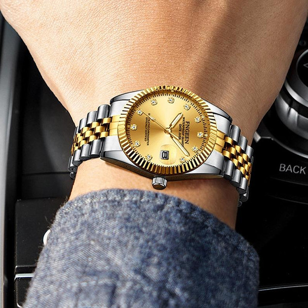 FNGEEN 7008 Men Fashion Diamond Dial Watch Couple Watch(Full Gold Black Surface)
