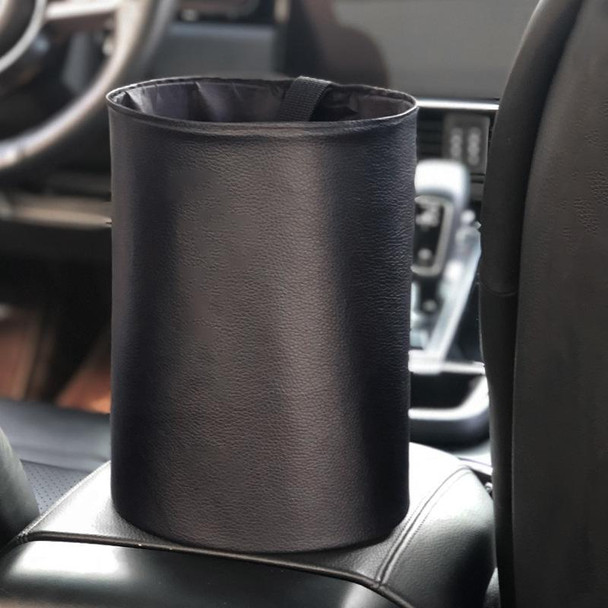 2 PCS Leatherette Foldable Car Trash Can Mini Chair Back Suspended Waterproof Trash Can(Black)