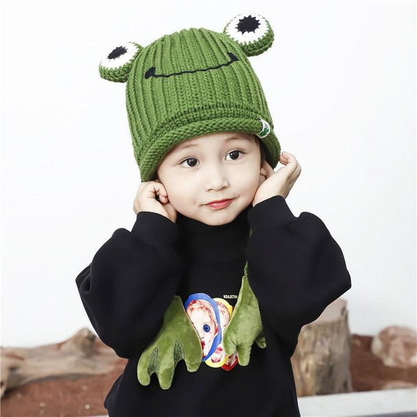 Children Cartoon Frog Woolen Hat Warm Knitted Hat Bomber Hat, Size: - 1-3 Years Old(Green)