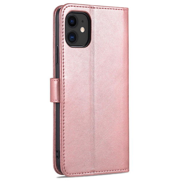 AZNS Skin Feel Calf Texture Horizontal Flip Leatherette Case with Card Slots & Holder & Wallet - iPhone 11(Rose Gold)