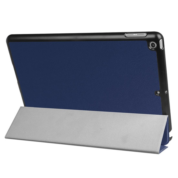 iPad 9.7 (2018) & iPad 9.7 (2017) Custer Texture Horizontal Flip Leather Case with Three-folding Holder & Sleep / Wake-up Function(Dark Blue)