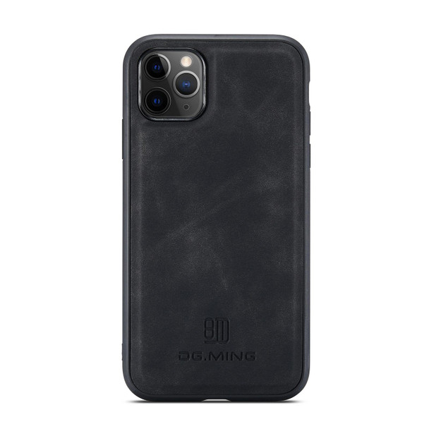 DG.MING M1 Series 3-Fold Multi Card Wallet + Magnetic Back Cover Shockproof Case with Holder Function - iPhone 11 Pro Max(Black)