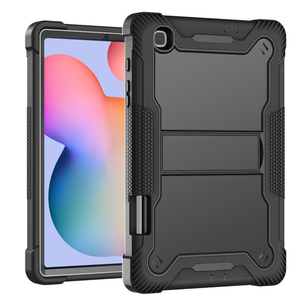 Samsung Galaxy Tab S6 Lite Silicone + PC Shockproof Protective Case with Holder(Black)