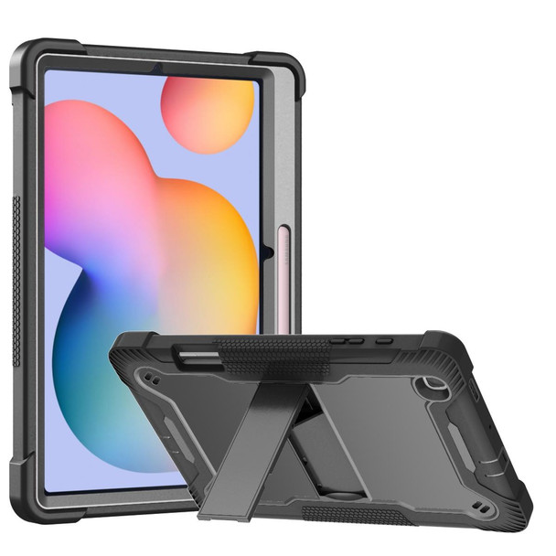 Samsung Galaxy Tab S6 Lite Silicone + PC Shockproof Protective Case with Holder(Black)