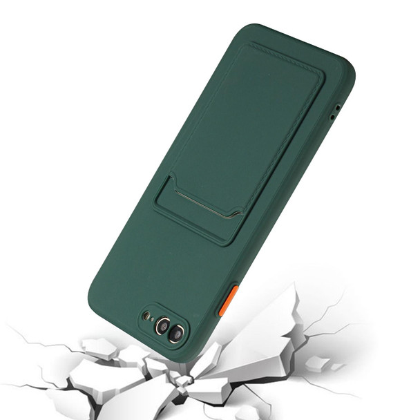 Card Slot Design Shockproof TPU Protective Case - iPhone 8 & 7(Dark Green)