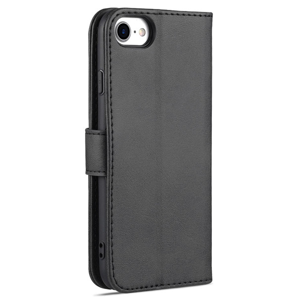 AZNS Skin Feel Calf Texture Horizontal Flip Leatherette Case with Card Slots & Holder & Wallet - iPhone 7 / 8 / SE (2020)(Black)