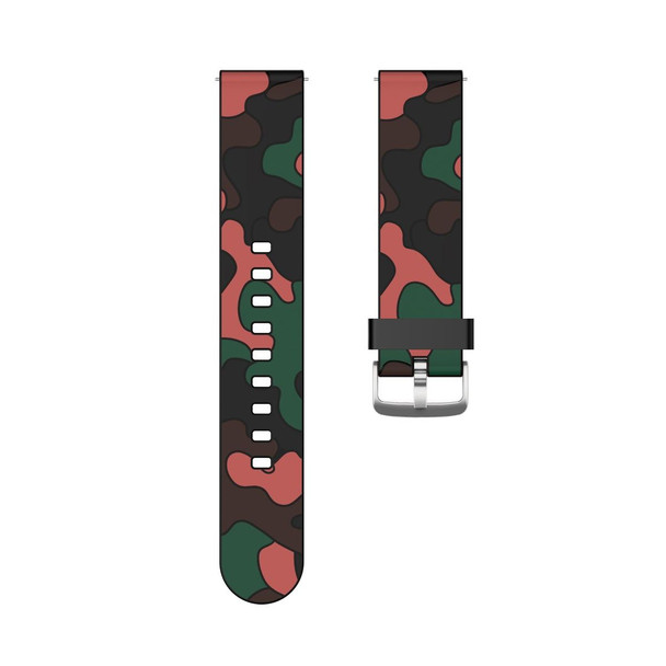 20mm - Amazfit Pop Camouflage Silicone  Watch Band with Silver Buckle(1)