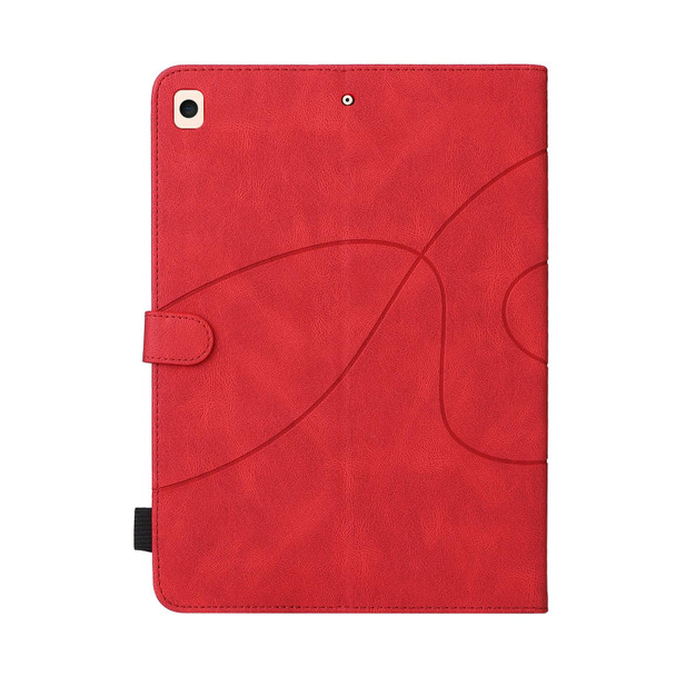 Dual-color Splicing Horizontal Flip PU Leatherette Case with Holder & Card Slots & Sleep / Wake-up Function - iPad 9.7 (2018/2017)(Red)