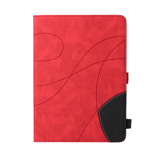 Dual-color Splicing Horizontal Flip PU Leatherette Case with Holder & Card Slots & Sleep / Wake-up Function - iPad 9.7 (2018/2017)(Red)
