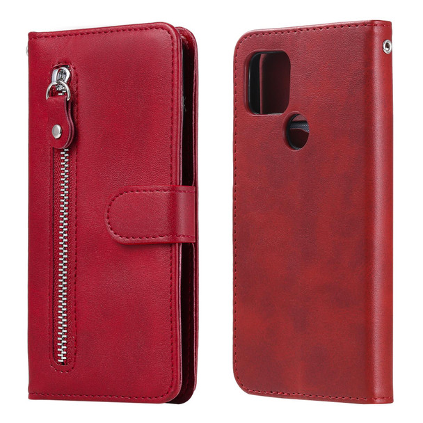 Google Pixel 5 XL / Pixel 4a 5G Fashion Calf Texture Zipper Horizontal Flip Leather Case with Holder & Card Slots & Wallet(Red)