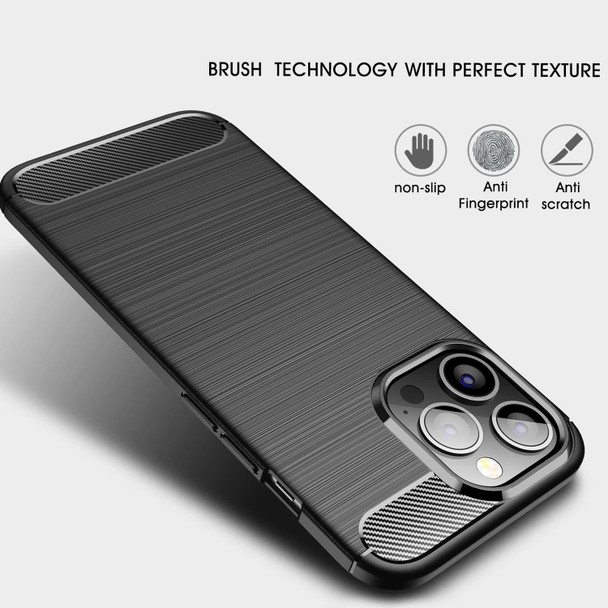 Brushed Texture Carbon Fiber TPU Case - iPhone 13 Pro(Black)
