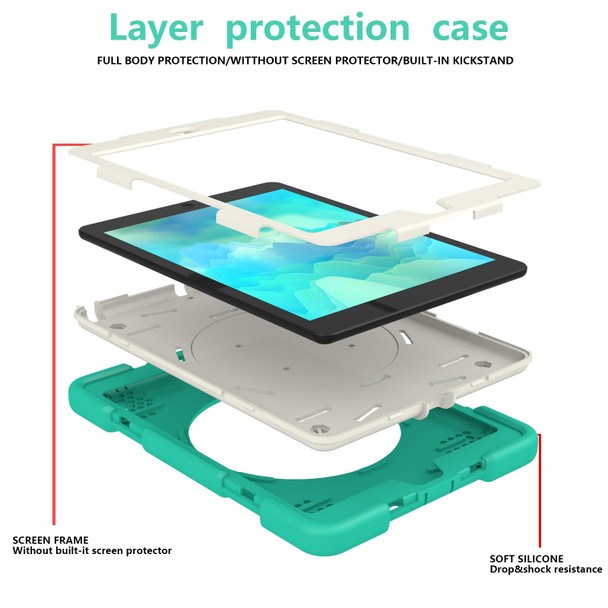 iPad 9.7 2018 Silicone + PC Full Body Protection Tablet Case With Holder & Strap(Mint Green)