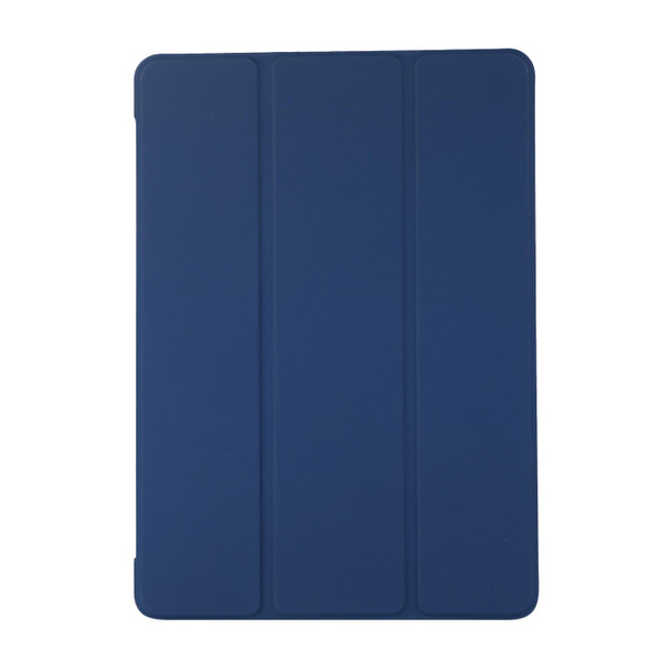 3-folding Skin Texture Horizontal Flip TPU + PU Leatherette Case with Holder - iPad 9.7 (2018) / 9.7 (2017) / air / air2(Navy Blue)