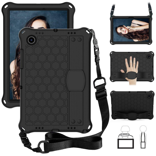 Galaxy Tab A8 10.5 2021 X200/X205 Honeycomb EVA+PC Tablet Case with Strap(Black+Black)