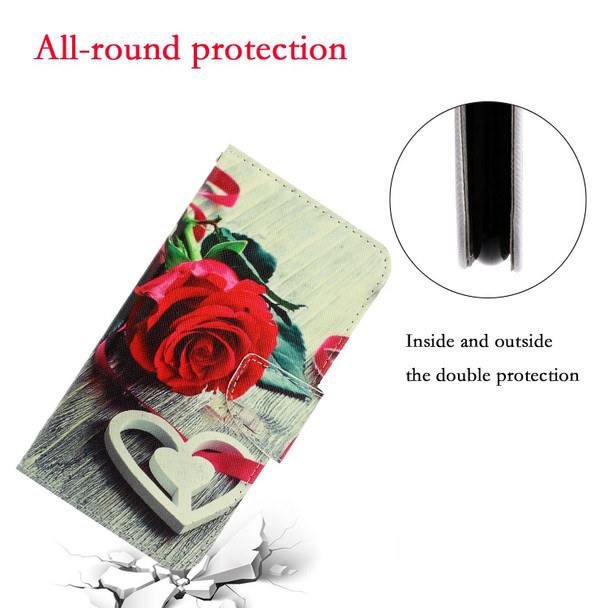 3D Colored Drawing Horizontal Flip Leatherette Phone Case - iPhone 13 mini(Red Rose)