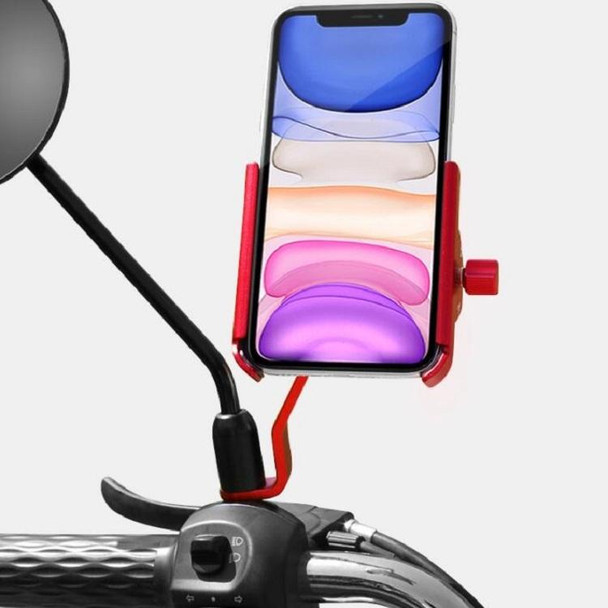 CYCLINGBOX Aluminum Alloy Mobile Phone Holder Bicycle Riding Takeaway Rotatable Metal Mobile Phone Bracket, Style:Rearview Mirror Installation(Black)
