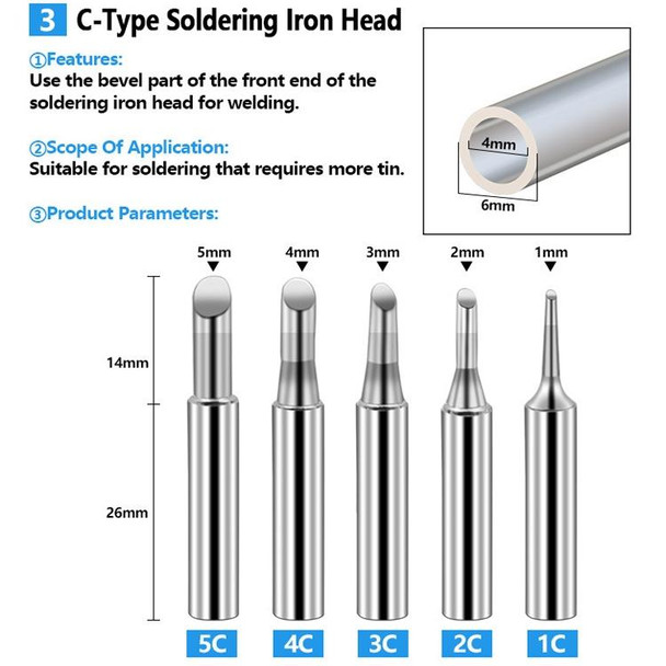 17 PCS / Set Soldering Tips 936 Soldering Station Pure Copper Soldering Iron Tips Lead-Free Soldering Iron Tips