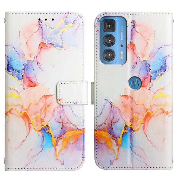 Motorola Edge 20 Pro PT003 Marble Pattern Flip Leather Phone Case(Galaxy Marble White LS004)