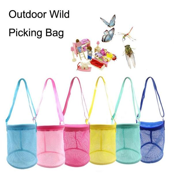 2PCS Children Outdoor Wild Picking Bag Cylinder Butterfly Dragonfly Collection Bag(Blue)