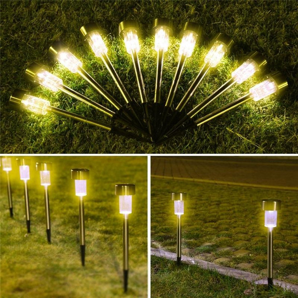 10 PCS Solar Energy Outdoor Lawn Lamp Stainless Steel IP65 Waterproof LED Decorative Garden Light (Warm White)