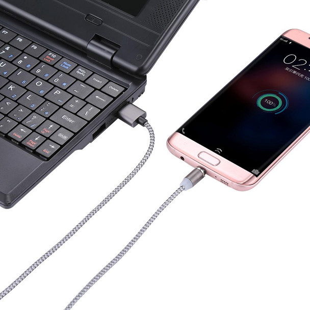 1.05m 8 Pin + Micro USB + USB-C / Type-C to USB Weave Data Sync Charging Cable with LED Indicator