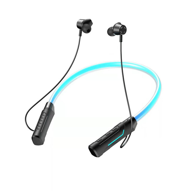 JG4 Flashing LED Neck-mounted Stereo Bluetooth Wireless Earphone(Black)