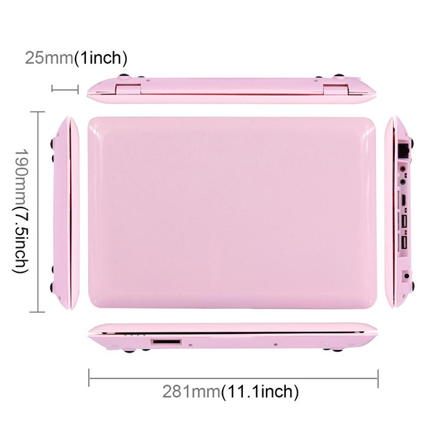 TDD-10.1 Netbook PC, 10.1 inch, 1GB+8GB, Android 5.1 Allwinner A33 Quad Core 1.6GHz, BT, WiFi, SD, RJ45(Pink)