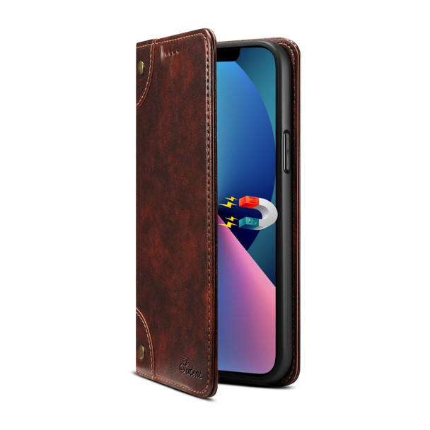 Baroque Simple Horizontal Flip Leatherette Case with Holder & Card Slots & Wallet - iPhone 13 Pro Max(Dark Brown)