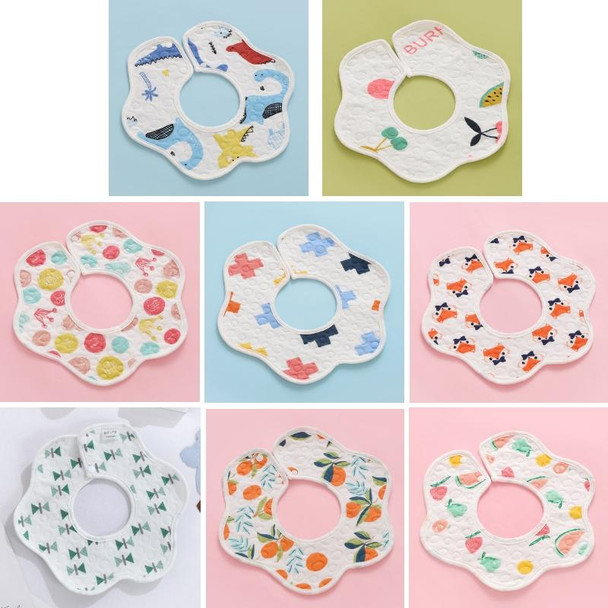 2 PCS Thin Cotton Gauze Waterproof Soft 360 Degree Rotating Baby Bib(Green Triangle)