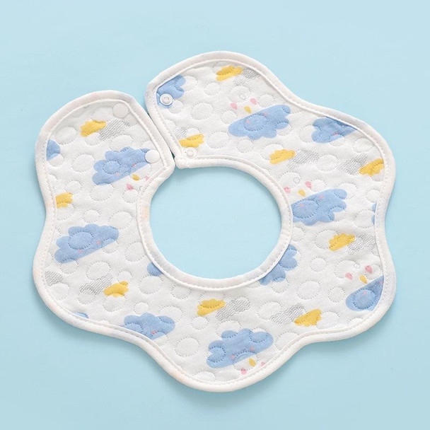 2 PCS Thin Cotton Gauze Waterproof Soft 360 Degree Rotating Baby Bib(Blue Cloud)