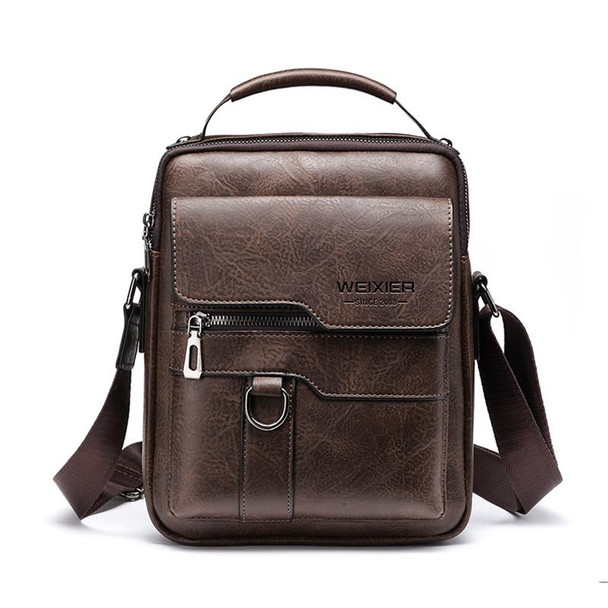 WEIXIER 8642 Men Business Retro PU Leather Handbag Crossbody Bag (Dark Brown)