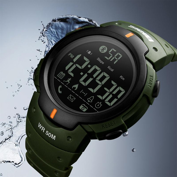 SKMEI 1301 Multifunction 50m Waterproof Sports Bluetooth Smart Watch, Compatible with Android & iOS System(Army Green)