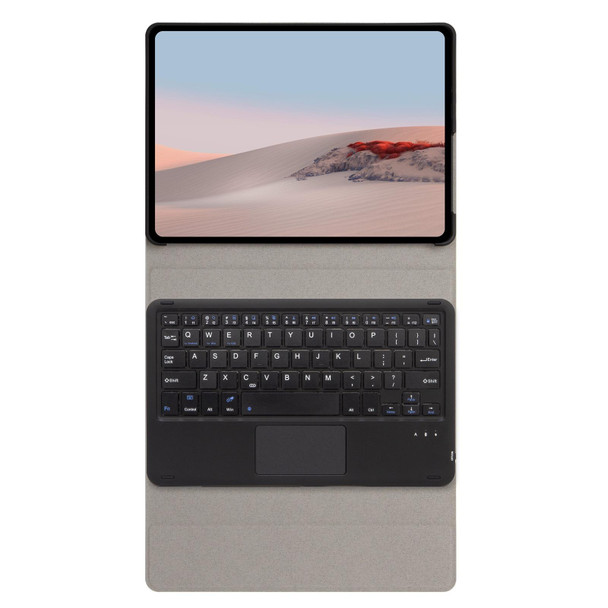 SFGO-A Tree Texture Bluetooth Keyboard Leather Case with Touchpad - Microsoft Surface Go 3 / 2 / 1(Black + Black)