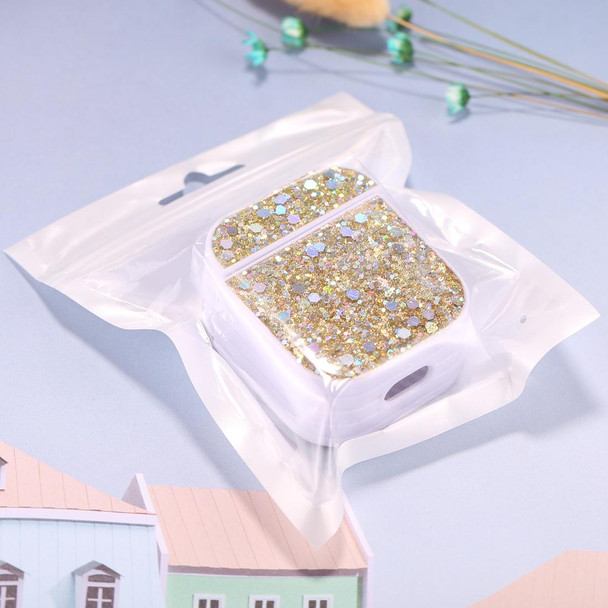 AirPods 1 / 2 Glitter Sequins Wireless Earphone Protective Case(Gold)