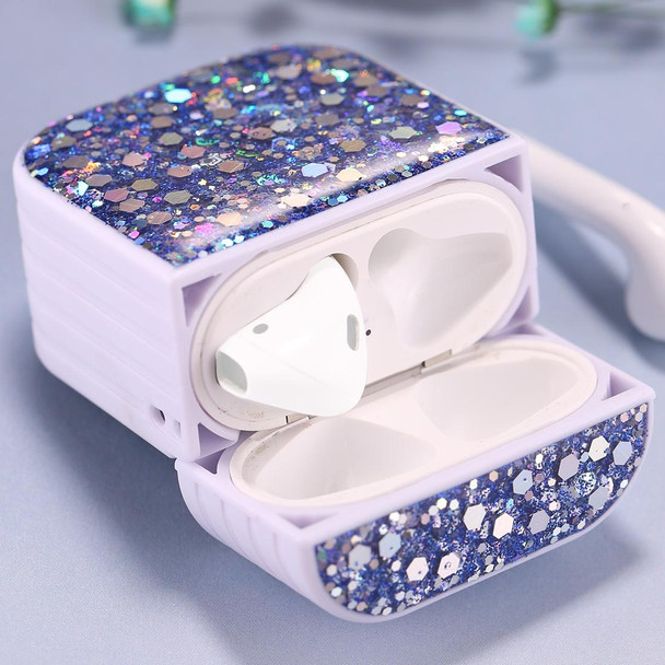 AirPods 1 / 2 Glitter Sequins Wireless Earphone Protective Case(Dark Blue)