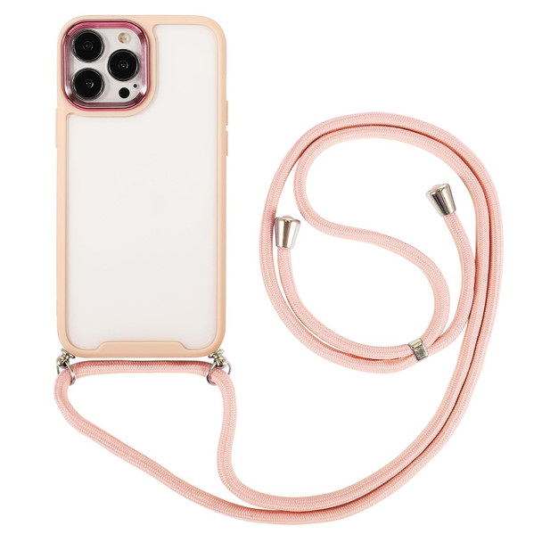 Electroplating Hawkeye Phone Case with Lanyard - iPhone 12 Pro(Pink)